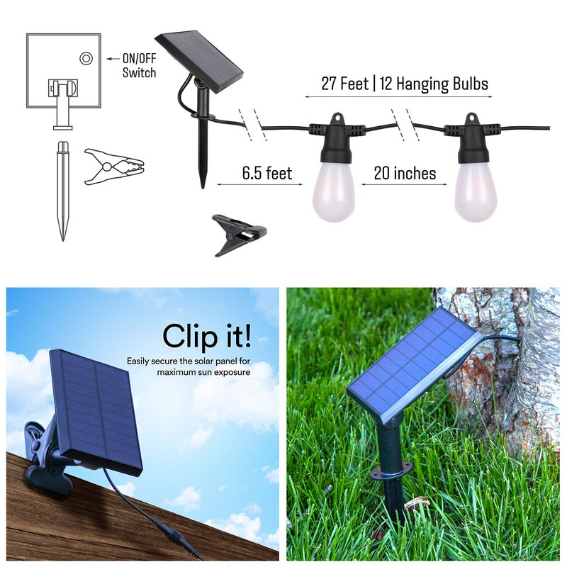 Brightech Ambience Pro Solar Powered LED Outdoor String Lights - 27 Ft Commercial Waterproof Patio Lights with Flaming, Flickering Bulbs - Shatterproof String Lights for Your Halloween, Porch, Deck - Image 2